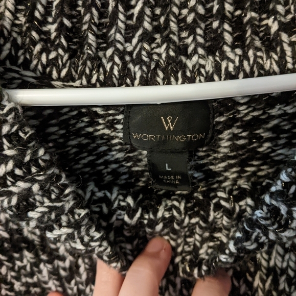 Worthington Black and White Crew Neck Sweater - Picture 2 of 5